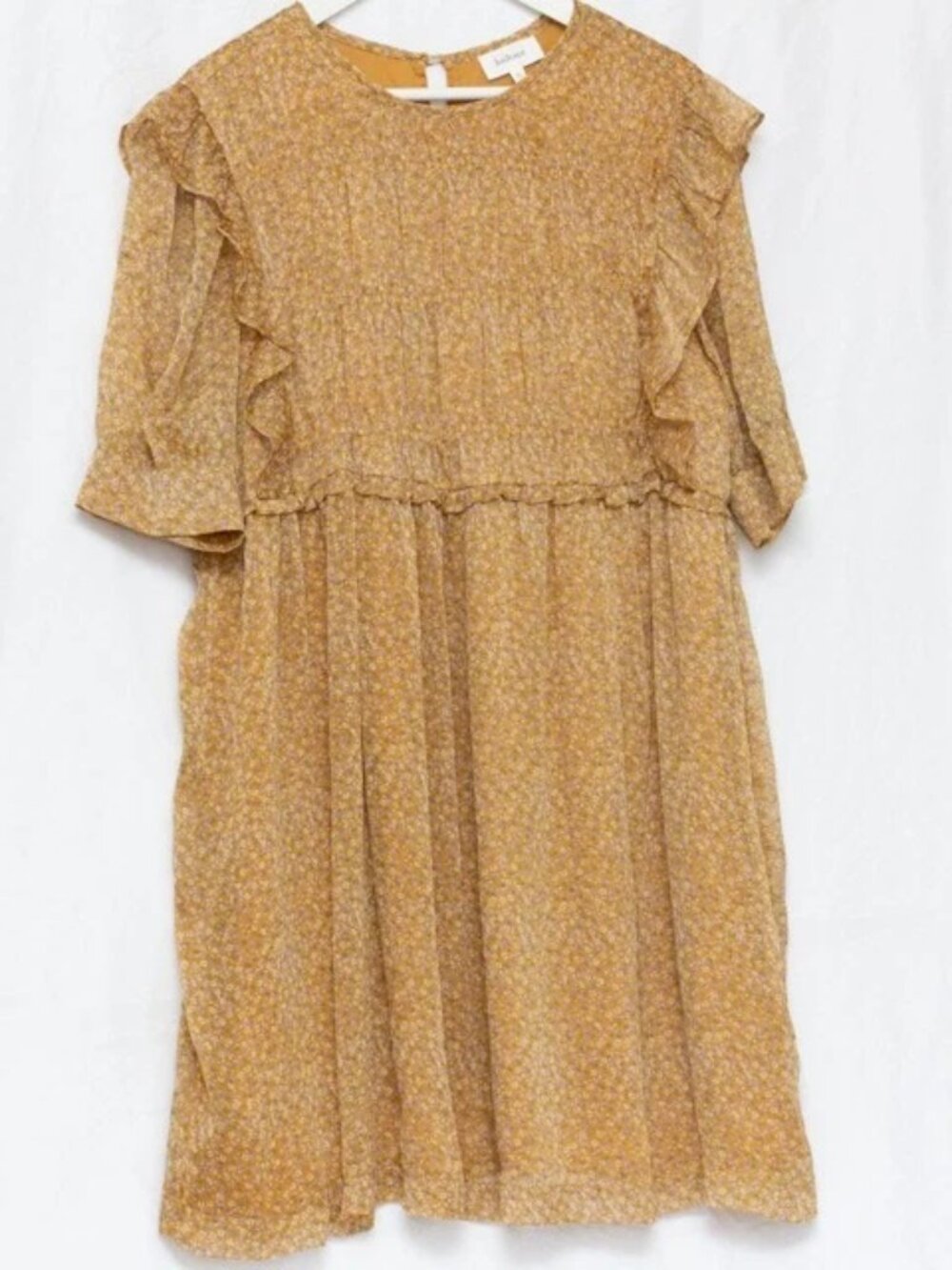 Bohme Disty Floral Babydoll Praire Cottage Boho Dress Romantic Ruffles Smoked XL